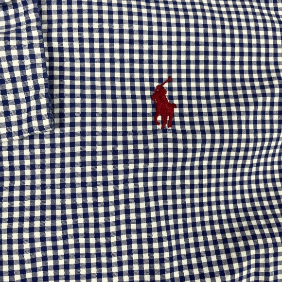 Ralph Lauren Mens Gingham Check Button Down Shirt Navy Blue White Small S P - Picture 4 of 9